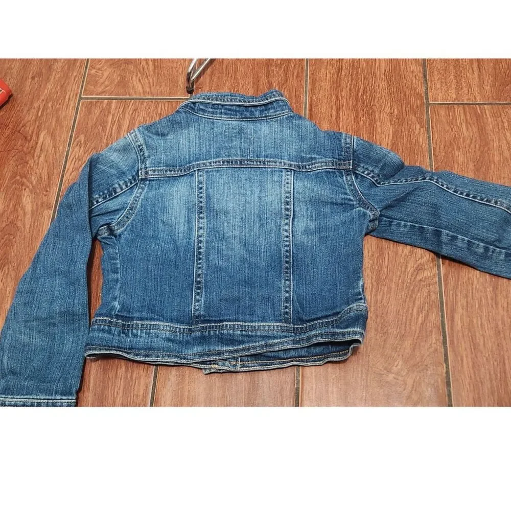 OLD NAVY Girls Youth XS (5) X-small Denim Blue Jean Denim Trucker Jacket